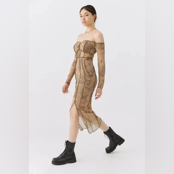 Urban Outfitters Trinity Sheer Mesh Midi Dress - Picture 1 of 10